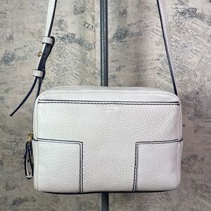 Tory Burch Block T Double Zip Crossbody Leather Bag Designer Shoulder Purse